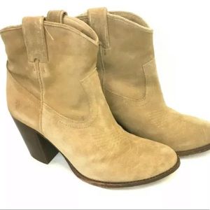 FRYE Short Western Suede Leather Boots Sz 9.5 Flaw